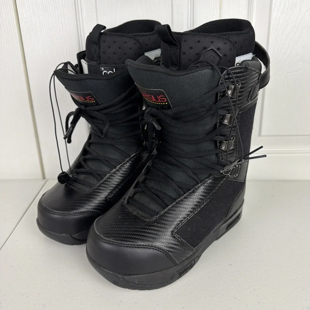 Celsius Snowboard Boots Dufficy Size 8 Climate Trad Lace Black Hemp Freestyle